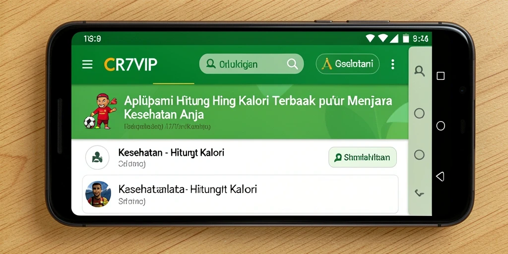 Antarmuka aplikasi CR7VIP menampilkan fitur perhitungan kalori yang menarik dan informatif.