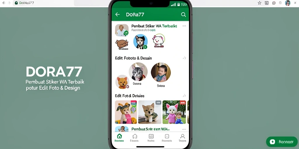 Tampilan antarmuka DORA77 saat membuat stiker WA yang menarik.