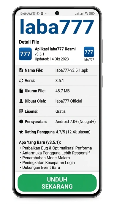 Tampilan halaman APK laba777