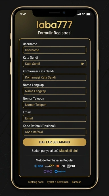 Tampilan halaman daftar laba777